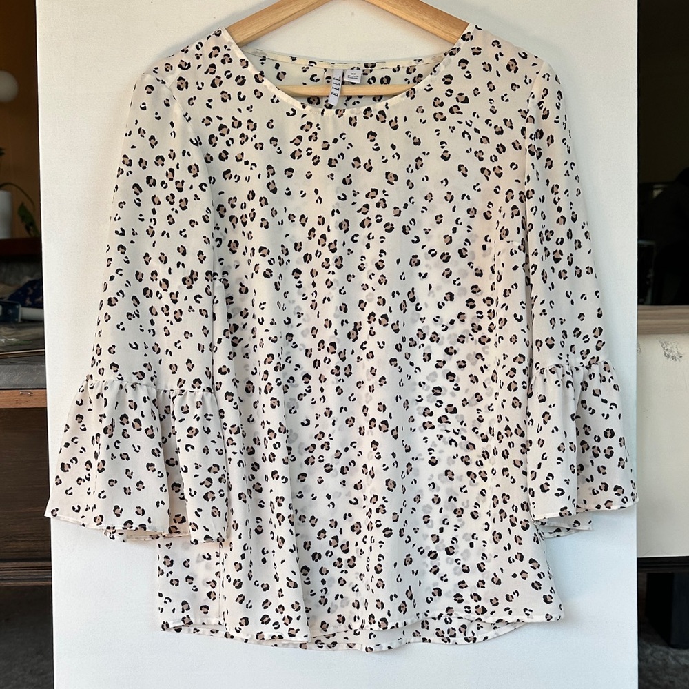 Elle Cream and Black Animal Print Blouse
